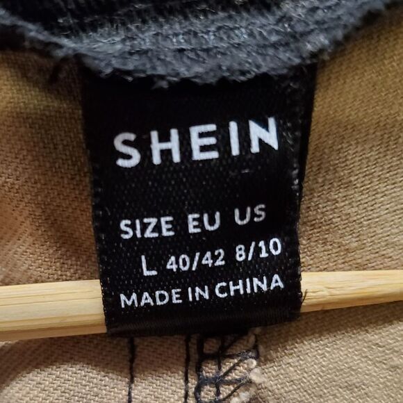 Shein Patchwork Stringy Pants Jeans in Black, White and Tan Size L - Picture 4 of 9